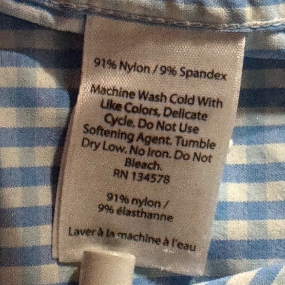 Vineyard Vines Performance Shirt Men's L Long Sleeve Tucker Blue/White Gingham - Picture 6 of 9